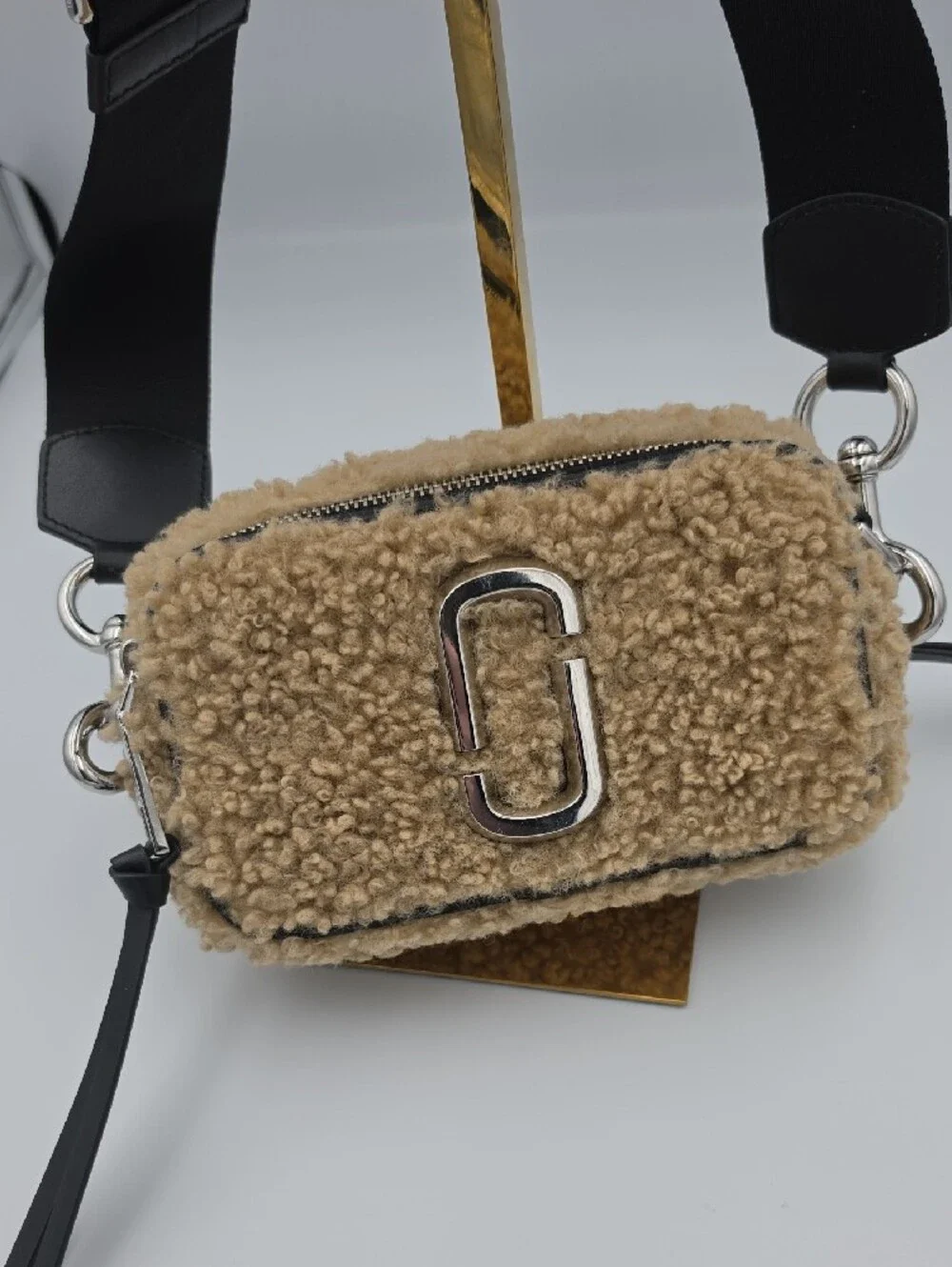 Marc Jacobs Beige Tan Sherpa Crossbody Small Camera Bag 